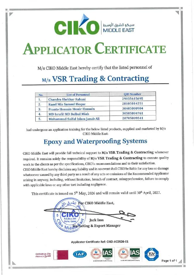 CIKO applicator certificate