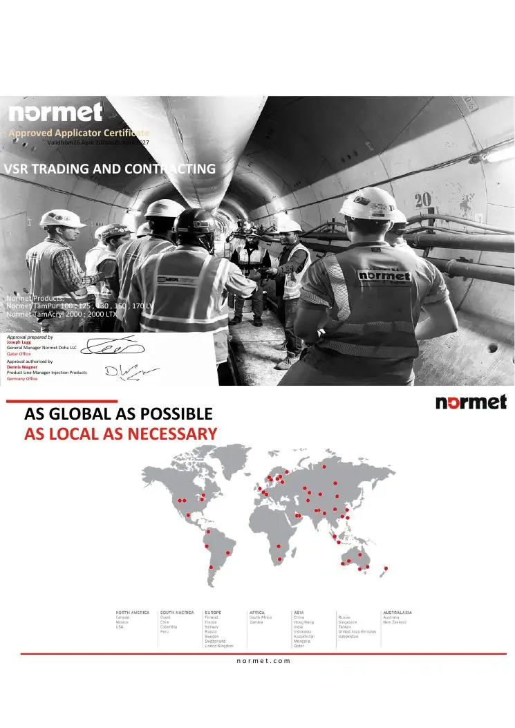 Normet applicator certificate
